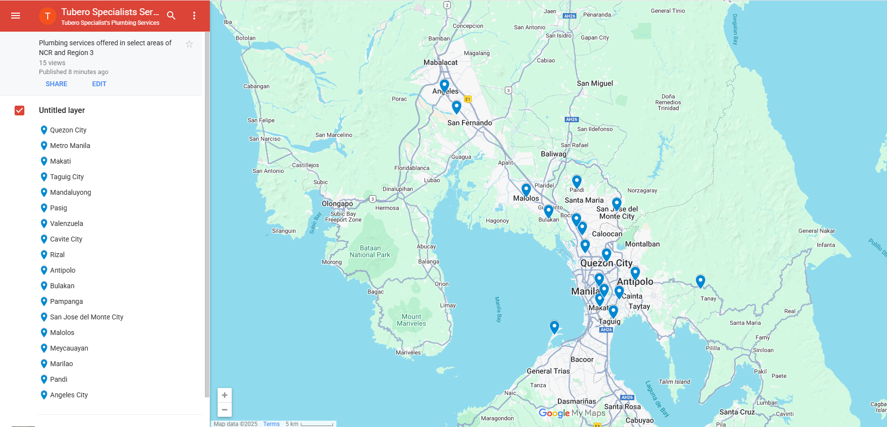 Service Area Map of Tubero Experts